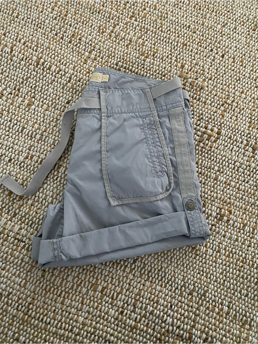 Vintage J.Crew City Fit Utility Shorts Blue Gray Roll Tab Sz 4